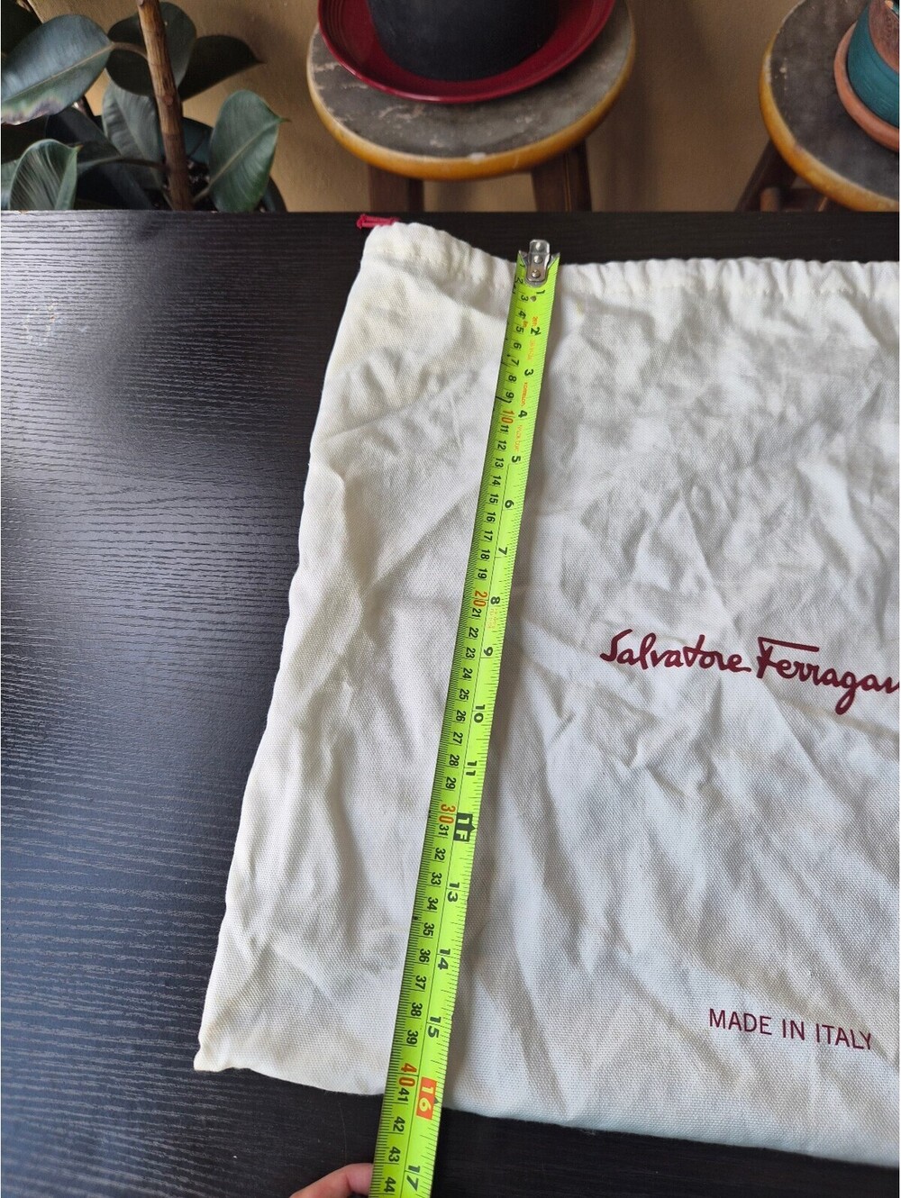 Salvatore Ferragamo Large Cotton Drawstring Dust Bag 19" x 16" Made in Italy - Picture 3 of 5